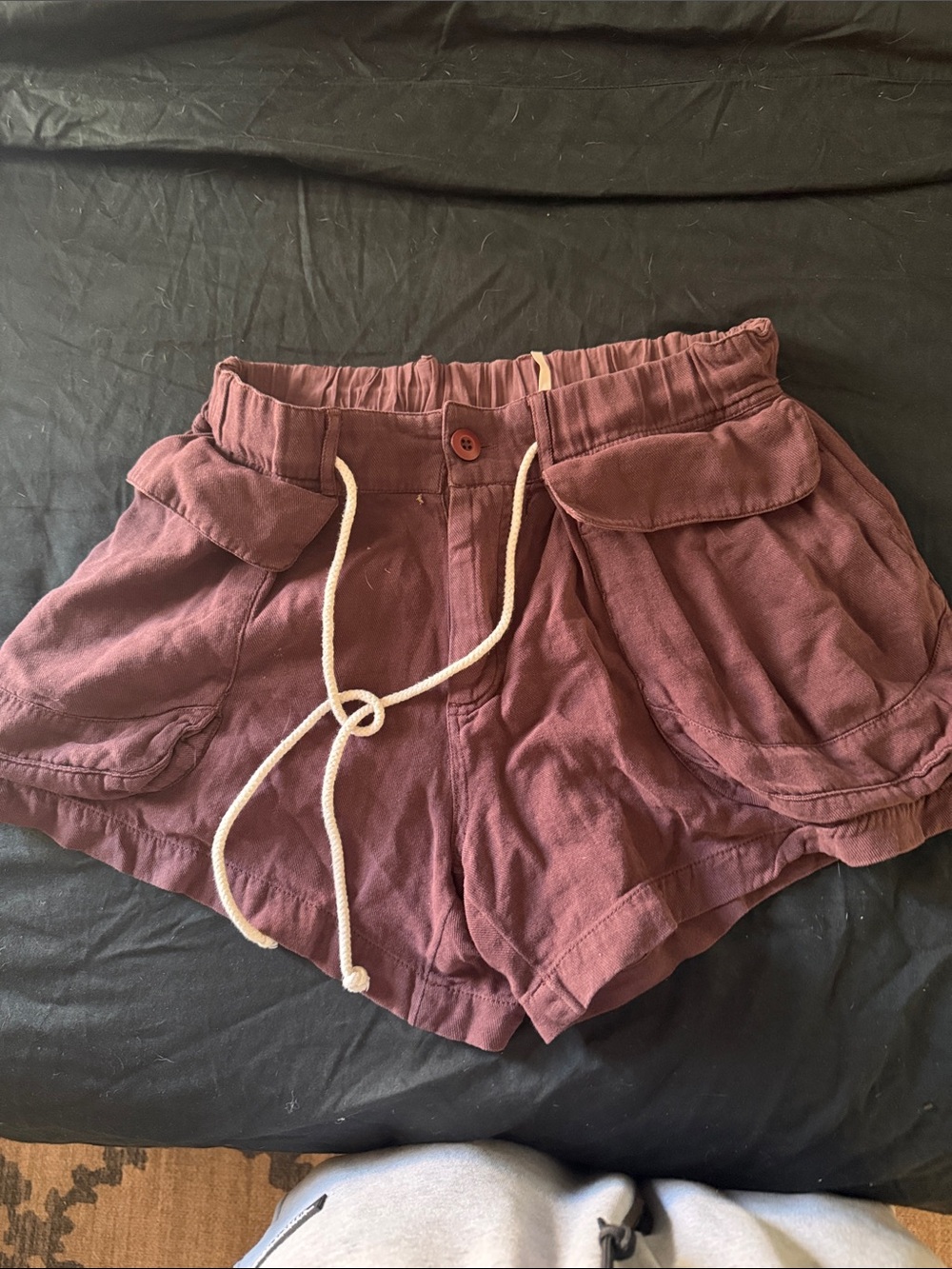 Free People Mauve Cargo Drawstring Shorts